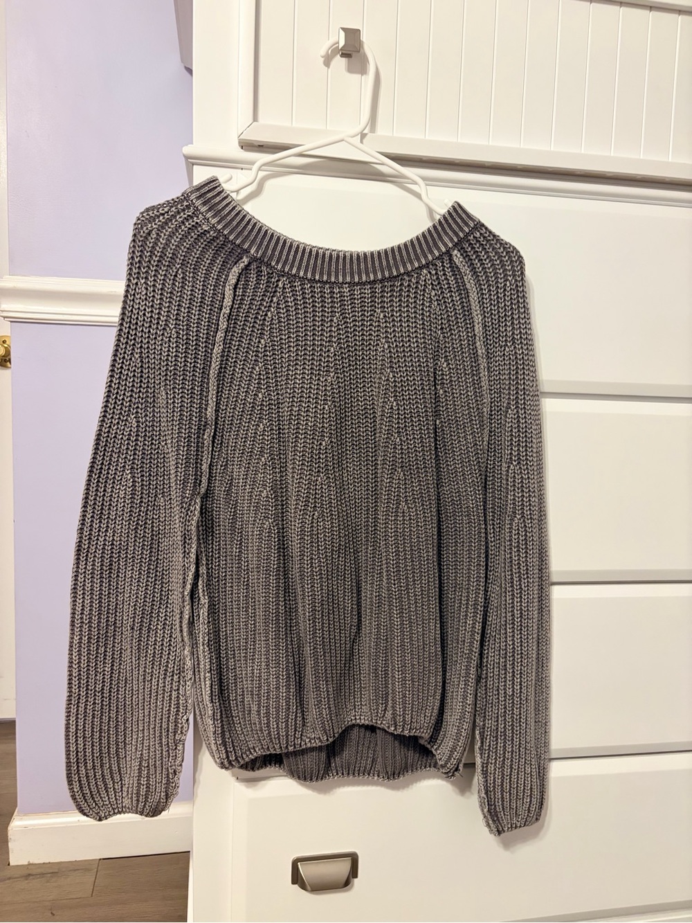 Blu Pepper Gray Ribbed Crewneck Sweater